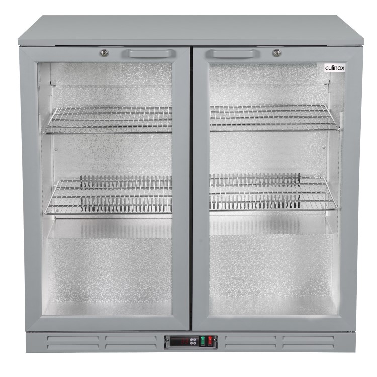 Culinox Double Hinged Door Bottle Cooler - 207 Ltr, Silver, 900mm Wide, Plug In