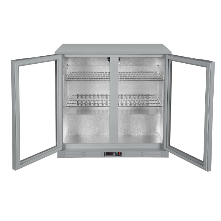 Culinox Double Hinged Door Bottle Cooler - 207 Ltr, Silver, 900mm Wide, Plug In