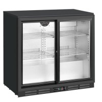 Culinox Undercounter Double Sliding Door Back Bar Bottle Cooler - Black 207ltr