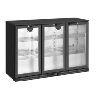 Culinox Undercounter Triple Hinged Door Back Bar Bottle Cooler - Black 328ltr