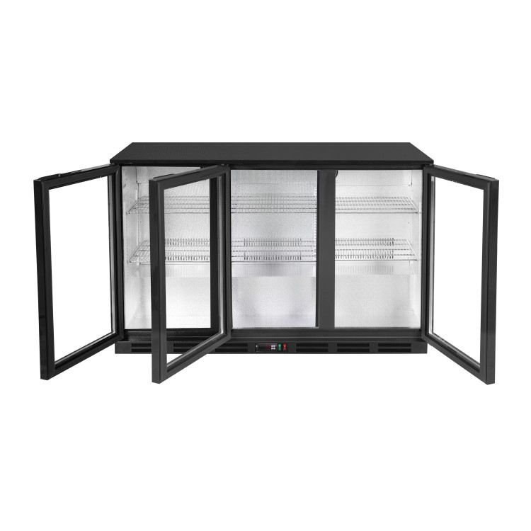 Culinox Triple Hinged Door Bottle Cooler - 328 Ltr, Black, 1350mm Wide
