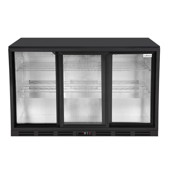 Culinox Triple Sliding Door Bottle Cooler - 328 Ltr, Black, Plug In