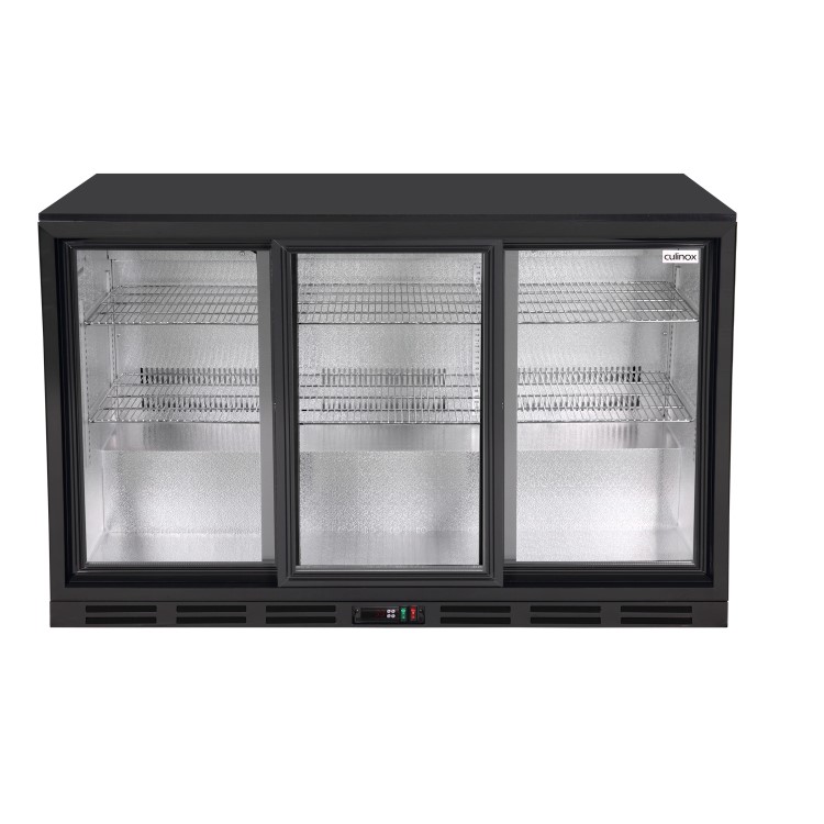 Culinox Triple Sliding Door Bottle Cooler - 328 Ltr, Black, Plug In