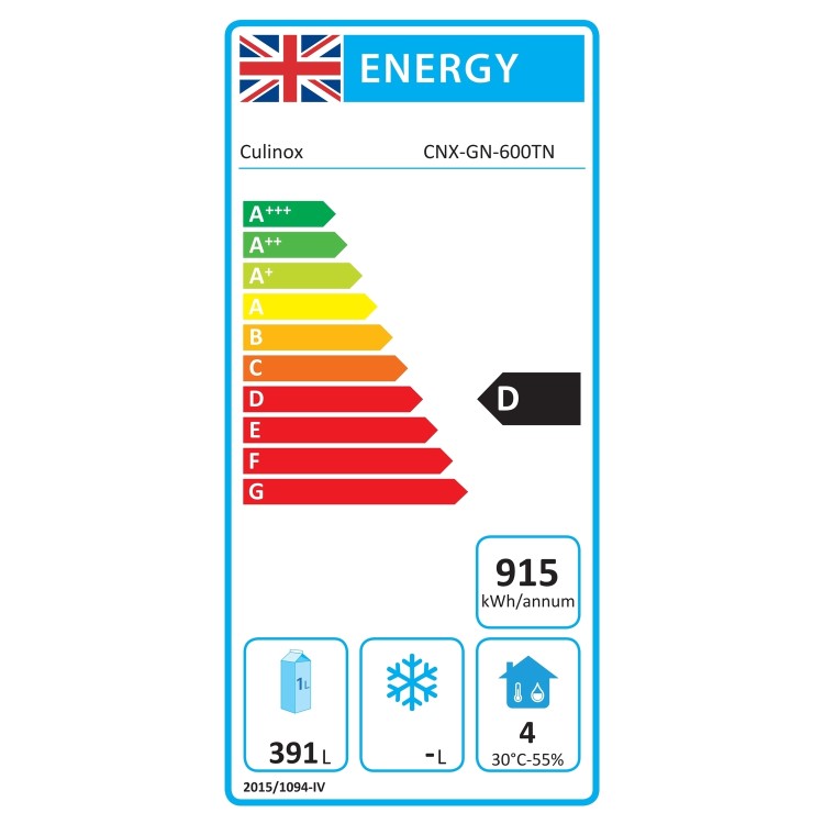 Culinox GN600TN Single Door Upright Fridge - 600 Ltr GN 2/1 Ventilated Cooling
