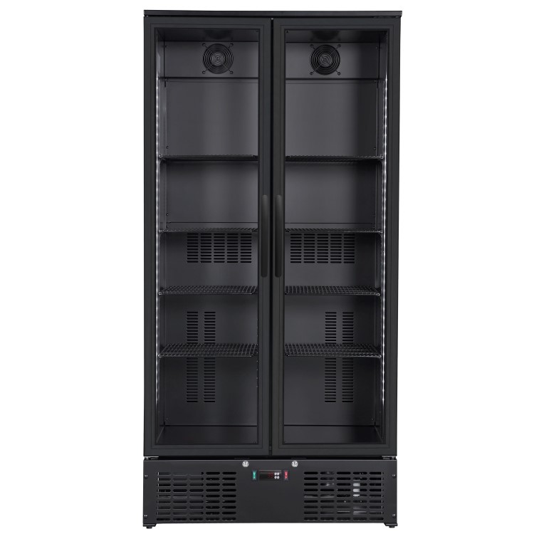 Culinox LG-510H Premium Double Door Upright Display Fridge - 384 Ltr Black