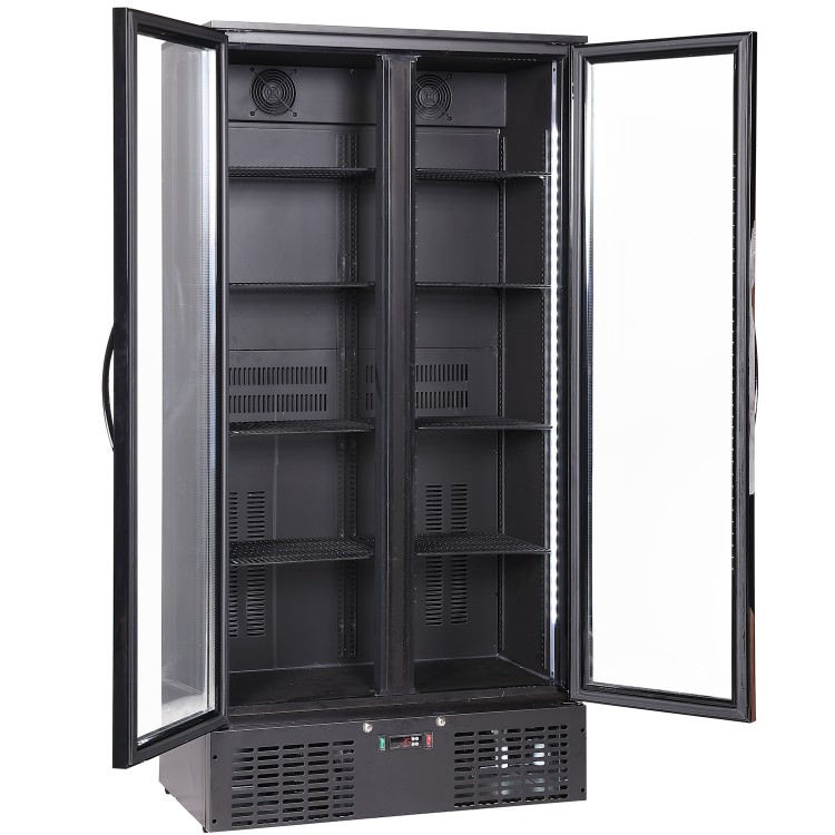 Culinox LG-510H Premium Double Door Upright Display Fridge - 384 Ltr Black