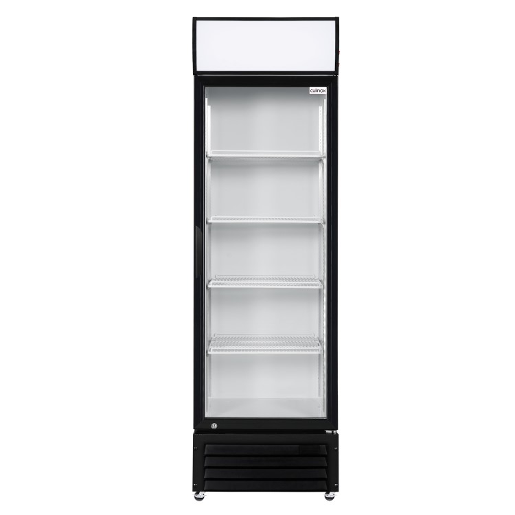 Culinox P360FA Upright Display Fridge with Light Box - 360 Ltr - Black Exterior & White Interior