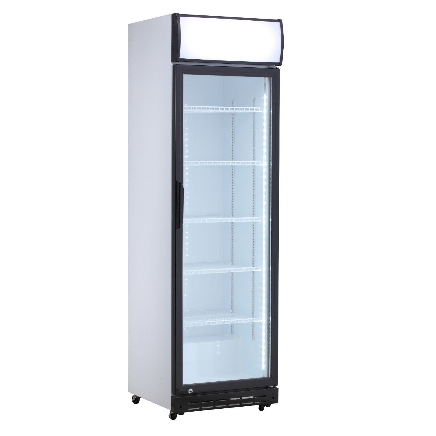 P390FEA Slimline Upright Display Fridge Light Box 386 Litre 578mm Wide