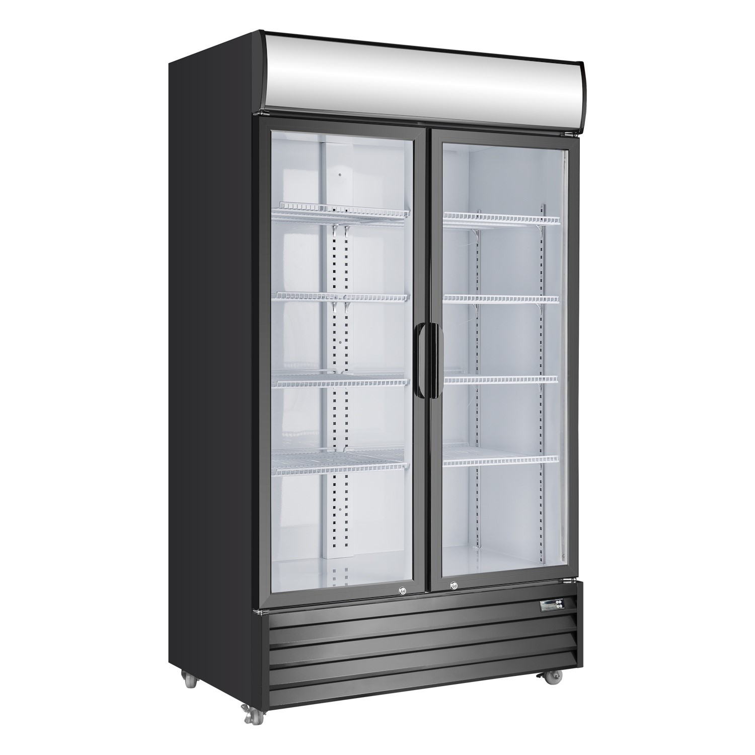 Double Door Upright Display Fridge Canopy 643 Ltr 1120mm Wide Exterior & White Interior