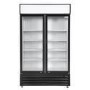 Culinox Double Door Upright Display Fridge with Canopy - 643 Ltr 1120mm Wide - Black Exterior & White Interior