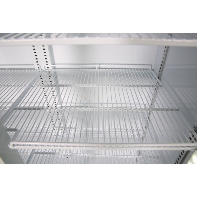 Culinox Double Door Upright Display Fridge with Canopy - 643 Ltr 1120mm Wide - Black Exterior & White Interior
