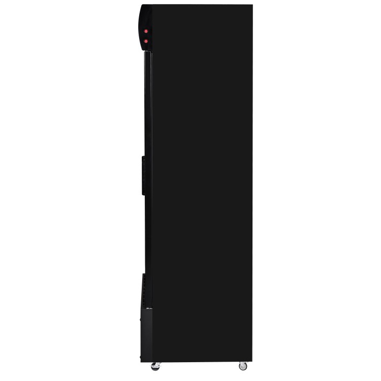 Culinox Double Door Upright Display Fridge with Canopy - 643 Ltr 1120mm Wide - Black Exterior & White Interior