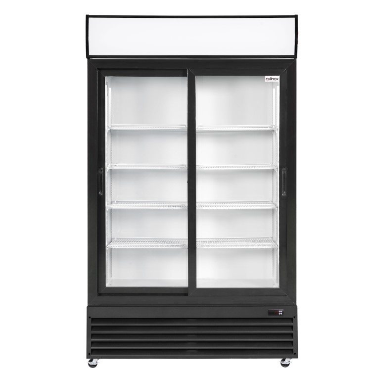 Culinox P688WE-B Premium Double Sliding Door Upright Display Fridge - 525 Ltr White