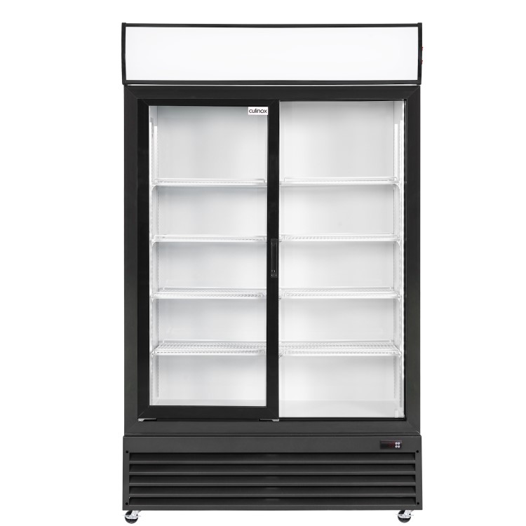 Culinox P688WE-B Premium Double Sliding Door Upright Display Fridge - 525 Ltr White