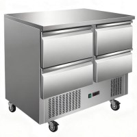 Culinox S901-4D Premium 4 Drawer Solid Stainless Steel Top Refrigerated Prep Counter - GN 1/2 Compatible