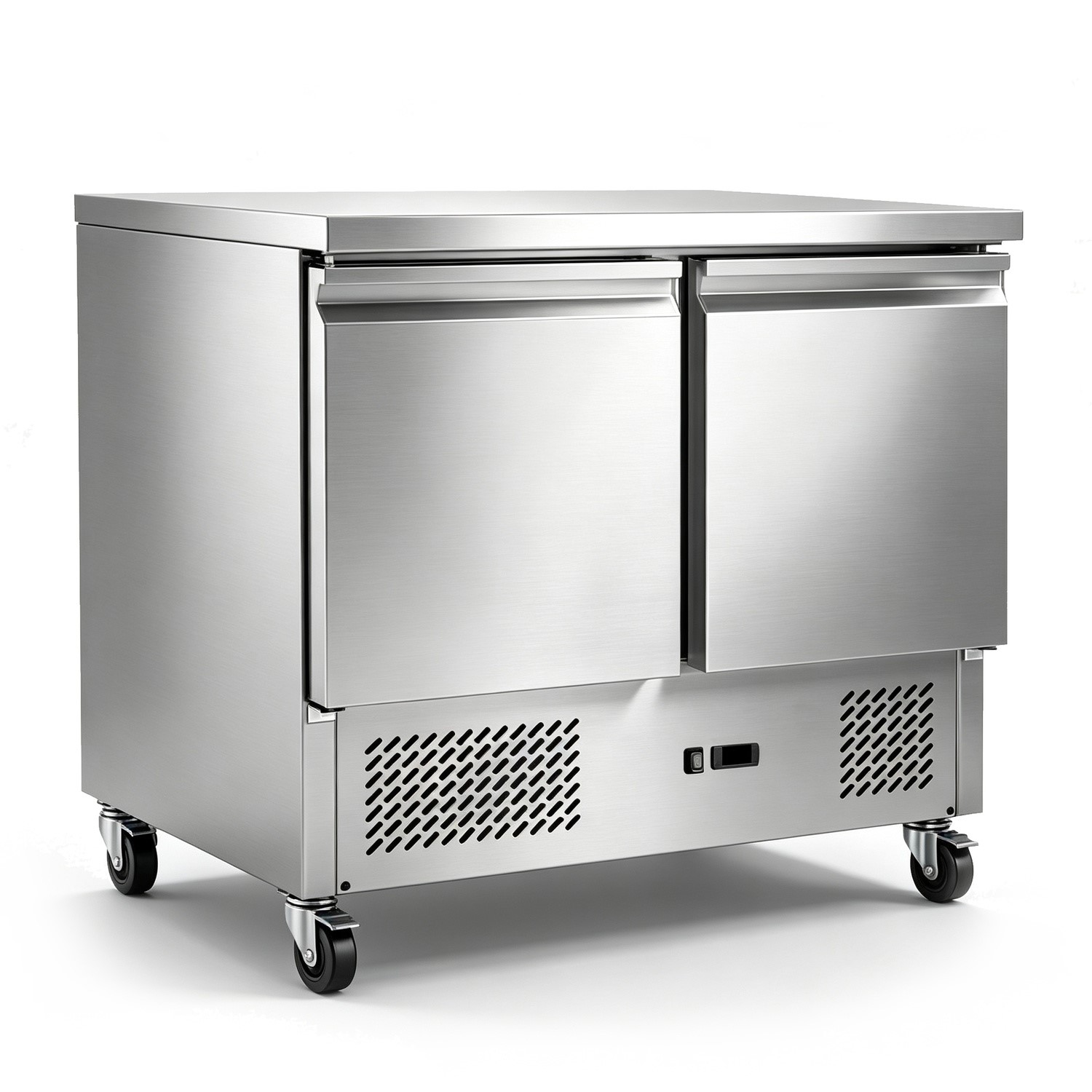 S901 2 Door Saladette Counter Fridge 240 Ltr 700mm Deep Stainless Steel Top