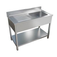 Culinox SK6-1201BR Heavy Duty Single Bowl Stainless Steel Sink, Left Hand Drainer 1200mm Wide 600mm Deep
