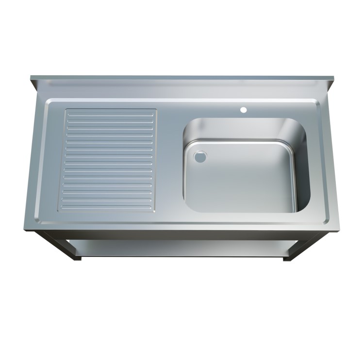 Culinox SK6-1201BR Heavy Duty Single Bowl Stainless Steel Sink, Left Hand Drainer 1200mm Wide 600mm Deep