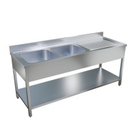 Culinox PRO Double Bowl Stainless Steel Sink Right Hand Drainer 1400mm W 700mm D