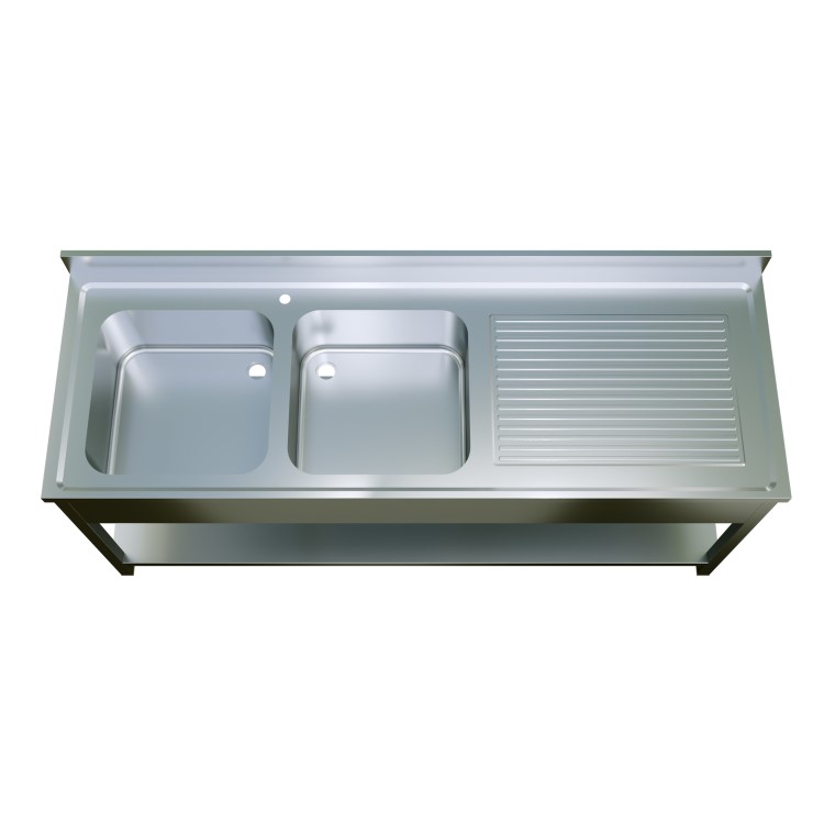 Culinox PRO Double Bowl Stainless Steel Sink Right Hand Drainer 1400mm W 700mm D