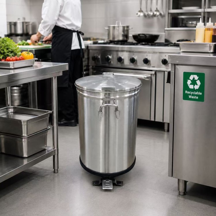 Culinox Mobile Round Waste Bin with Foot Pedal - 100 Ltr