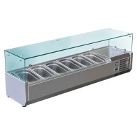 Culinox VRX-1400/330 Refrigerated Countertop Topping Unit Glass Surround 1400mm Wide - 6 x 1/4 GN Capacity