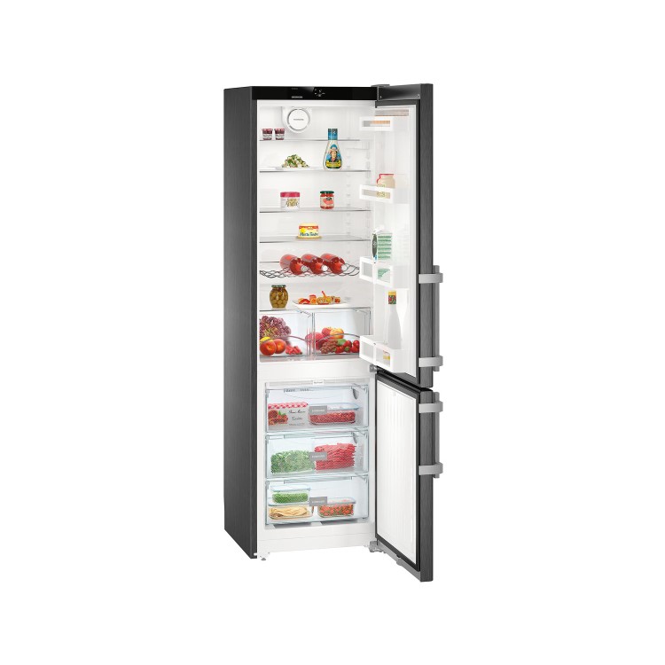 Liebherr CNbs4015 Comfort 201x60cm Extra Efficient NoFrost Freestanding Fridge Freezer BlackSteel