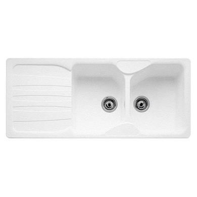 Franke COG621GPW Calypso Double Bowl Granite Sink with Reversible Drainer in Polar White