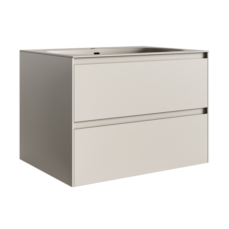 700mm Beige Wall Hung Vanity Unit with Basin - Como