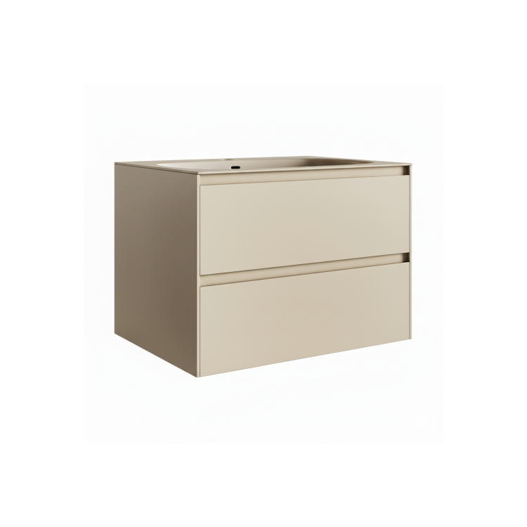700mm Beige Wall Hung Vanity Unit with Basin - Como