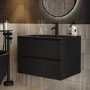 ONLY OPENED - 700mm Black Wall Hung Vanity Unit with Basin - Como