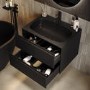 ONLY OPENED - 700mm Black Wall Hung Vanity Unit with Basin - Como
