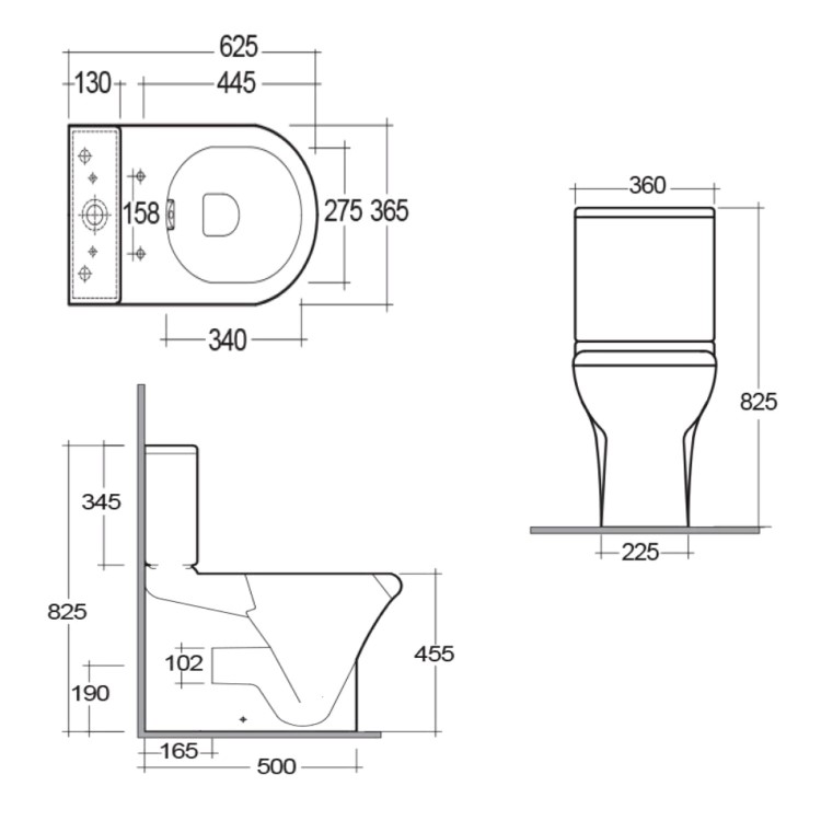 RAK Compact Deluxe 45cm Close Coupled Toilet with Soft Close Seat Full Access