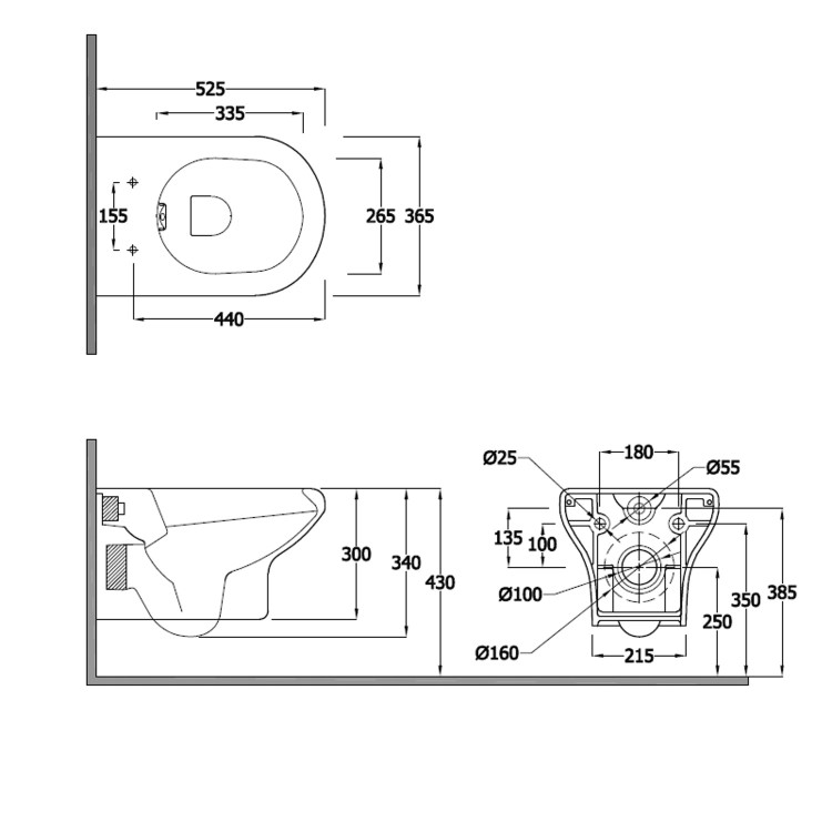 Modern Wall Hung Rimless Toilet with Soft Close Seat - RAK Compact
