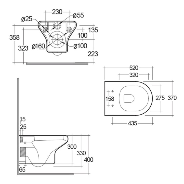 Wall Hung Rimless Toilet with Soft Close Seat - Rak Compact