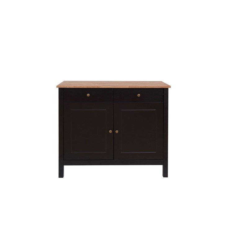 Copenhagen Black TV Unit with Oak Top & Cupboards & Drawers - TV's up to 48"