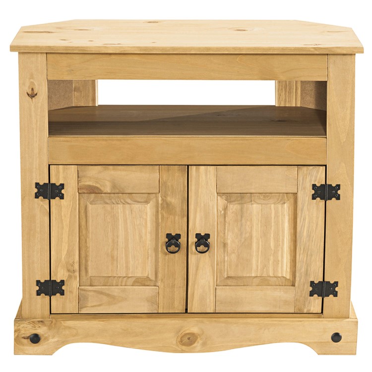 Corona Solid Pine Corner TV Stand with Storage