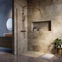 1000mm Brushed Bronze Shower Screen for Wet Room & Walk In Shower - Corvus 1000mm Brushed Bronze Shower Screen for Wet Room & Walk In Shower - Corvus