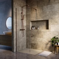 800mm Brushed Bronze Shower Screen for Wet Room & Walk In Shower - Corvus 800mm Brushed Bronze Shower Screen for Wet Room & Walk In Shower - Corvus
