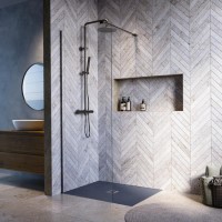 700mm Gunmetal Grey Shower Screen for Wet Room & Walk In Shower - Corvus