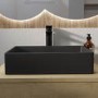 GRADE A1 - Matt Black Rectangular Countertop Basin 450mm - Corey