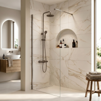 800mm Brushed Nickel Shower Screen for Wet Room & Walk In Shower – Corvus