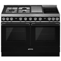 Smeg Portofino 120cm Pyrolytic Dual Fuel Range Cooker - Black