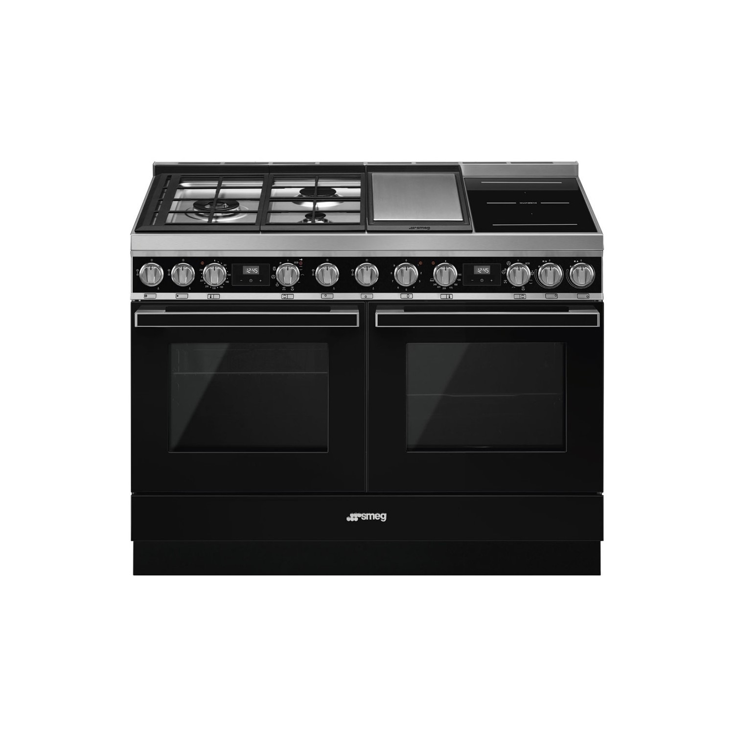 Smeg Portofino 120cm Pyrolytic Dual Fuel Range Cooker - Black