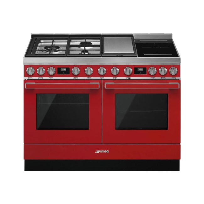 Smeg Portofino 120cm Pyrolytic Dual Fuel Range Cooker Red CPF120IGMPR