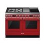 Smeg Portofino 120cm Pyrolytic Dual Fuel Range Cooker - Red