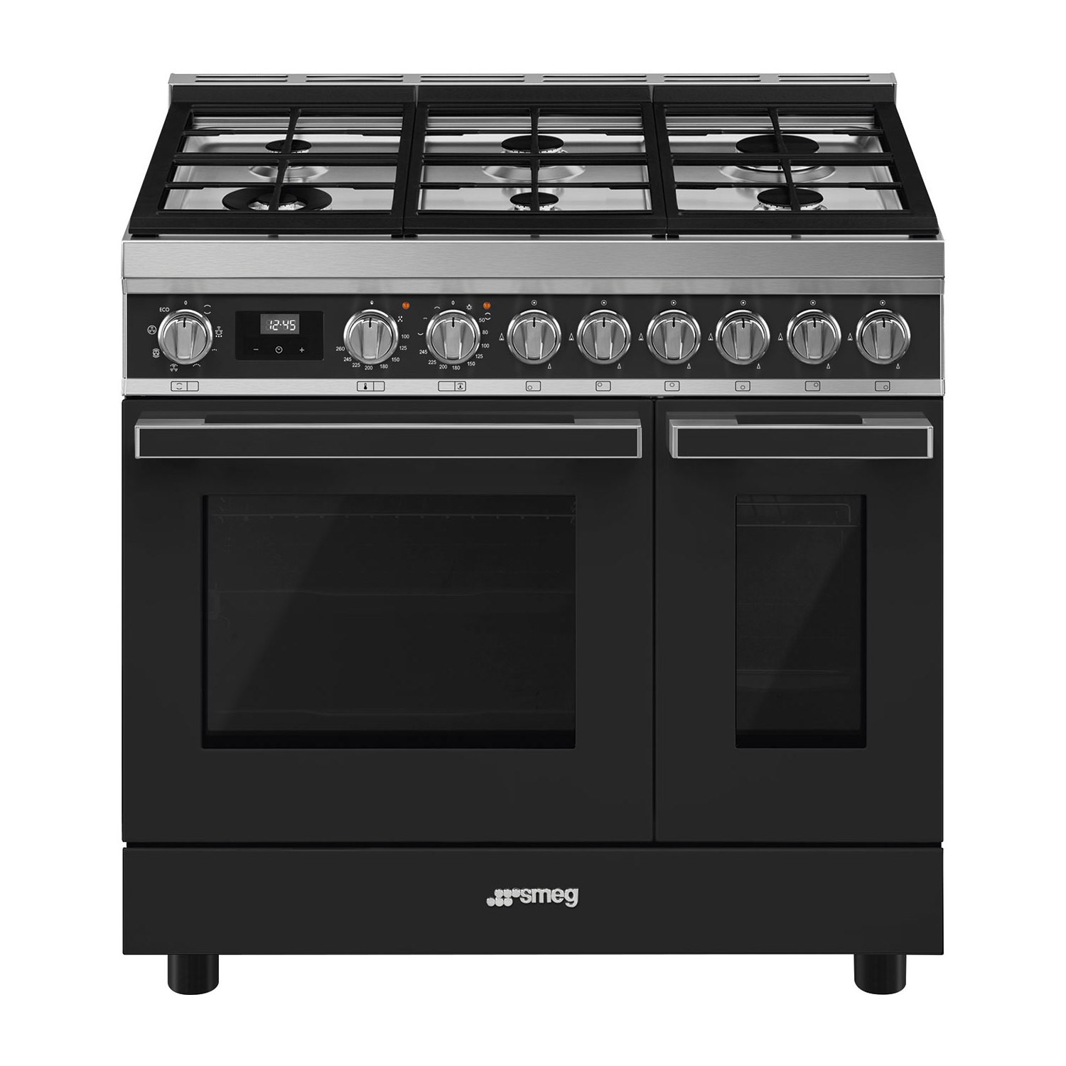 Smeg Portofino 90cm Dual Fuel Twin Oven Range Cooker - Anthracite