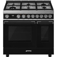 Smeg Portofino 90cm Dual Fuel Twin Oven Range Cooker - Black