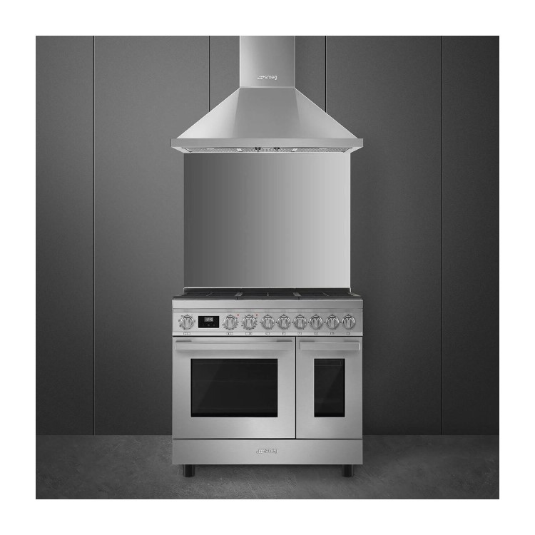 Smeg Portofino 90cm Dual Fuel Twin Oven Range Cooker - Stainless Steel