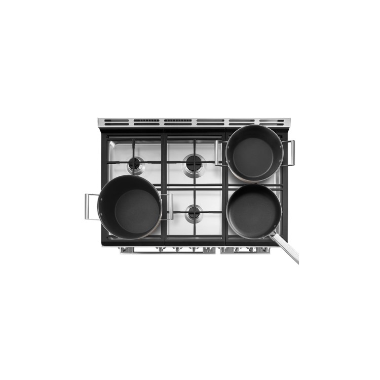 Smeg Portofino 90cm Dual Fuel Twin Oven Range Cooker - Stainless Steel